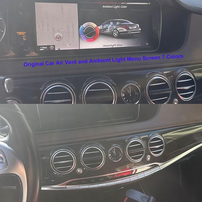8pcs W222 Accessories LED Air Vent Ambient Lights 7 Colors Kit Replacement for Benz S Class W222 S400 S450 S500 S550 S560 S580 S600 S63 S65 NOT for Coupe 2 Doors (7 Colors [2014-2017])