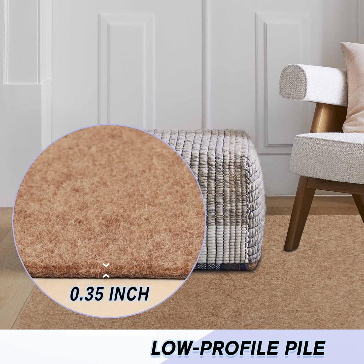 Custom Size Backed Non-Slip Area Rugs Runner, Easy Clean, Waterproof Runner Rugs for Hallway Entryway, Kitchen, Laundry, 2FT x 81FT, Beige