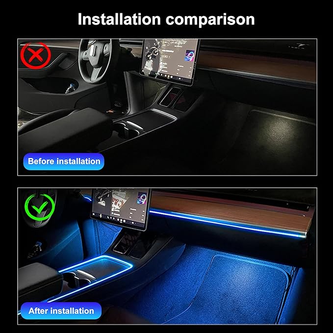 Car Atmosphere Light Kit 8m Fiber Optic RGB Multicolor Sound Active Music Sync Memory Function Bluetooth APP Control 64 Colors USB Car Interior Footwell Ambient Lighting Kit DC 12V