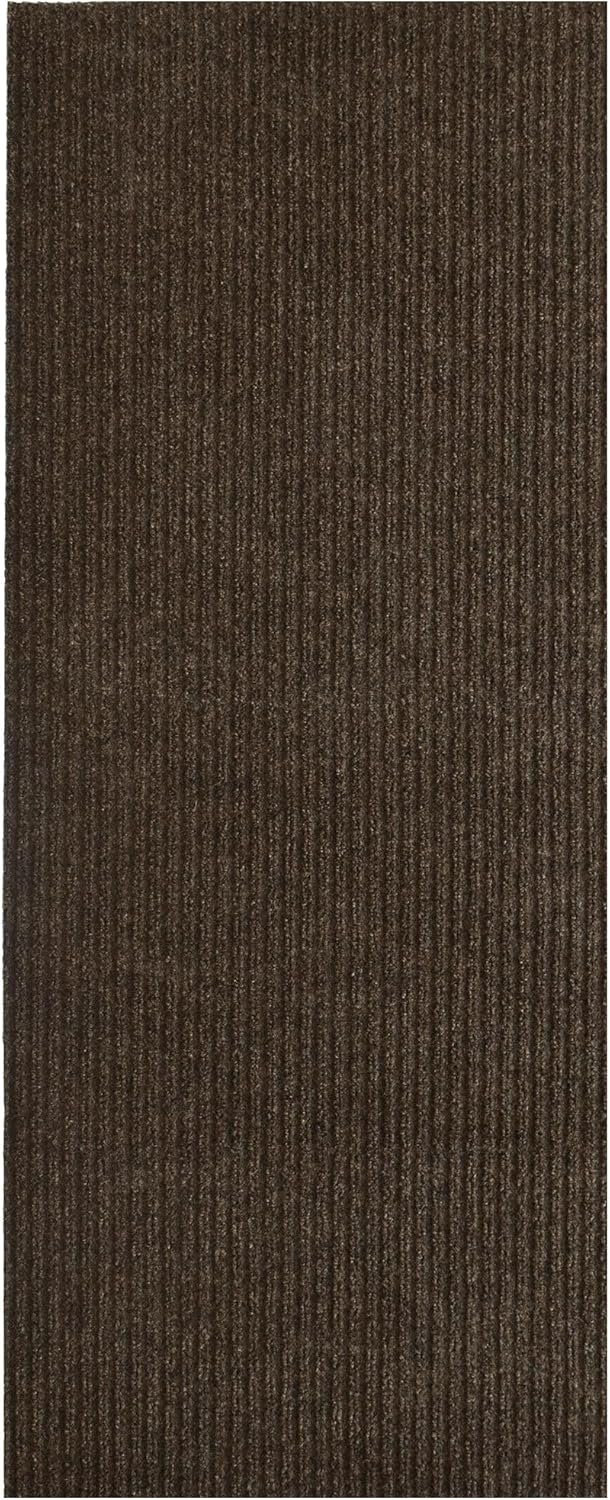 iCustomRug Spartan Weather Warrior Duty Indoor/Outdoor Utility Ribbed in 3ft,4ft,6ft Widths 70 Custom Sizes with Natural Non-Slip Rubber Backing 4'X64' in Brown
