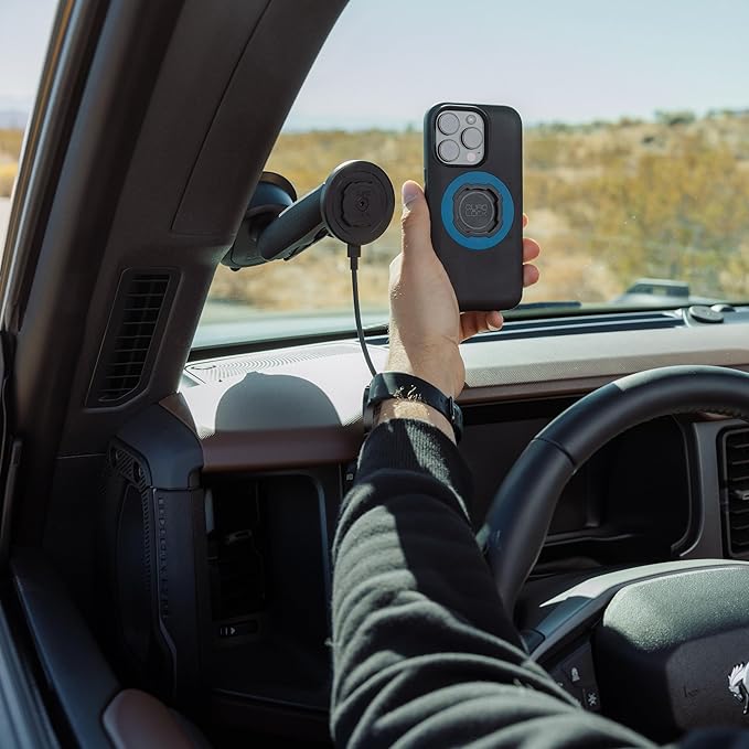 Quad Lock Heavy Duty Suction Car Phone Mount with MAG Phone Case and MAG Wireless Charging Head for iPhone 13 Pro