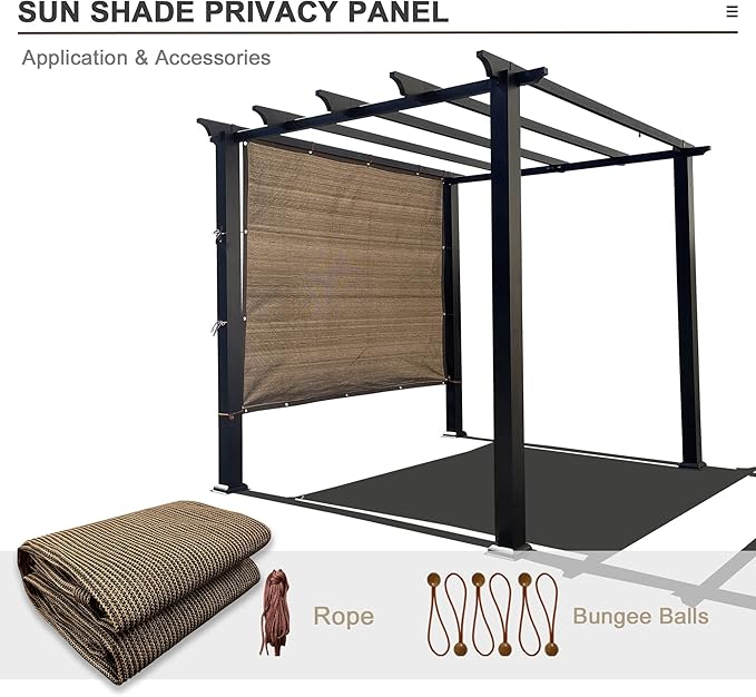 Sun Shade Privacy Panel with Grommets on 4 Sides for Patio, Awning, Window Cover, Pergola or Gazebo (Mocha Brown, 8' x 10')