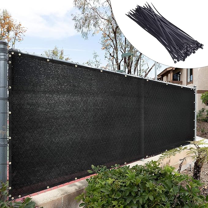 Royal Shade Custom Size 6' x 9' Black Fence Privacy Screen Windscreen Cover Netting Mesh Fabric Cloth - Cable Zip Ties Included (We Make Custom Size)