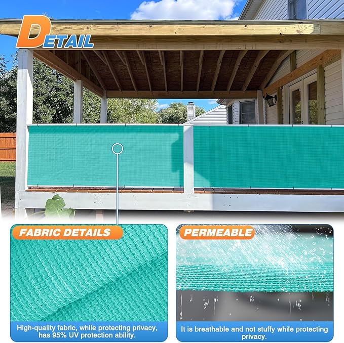 TANG Sun Shade Fabric Roll 8'x139' Shade Cloth for Garden Turquoise Green HDPE Mesh Shading Pergola Cover Replacement Canopy, 95% Blockage Sunshades for Outdoor Patio Backyard Plant