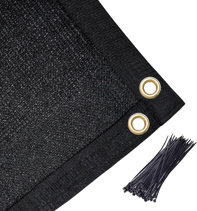 Amagenix 90% Shade Fabric 5'X 7' Black Sun Shade Cloth with Grommets for Pergola Replacement Shade Cover Canopy, Heavy Duty, Cable Zip Ties Included (We Customized)