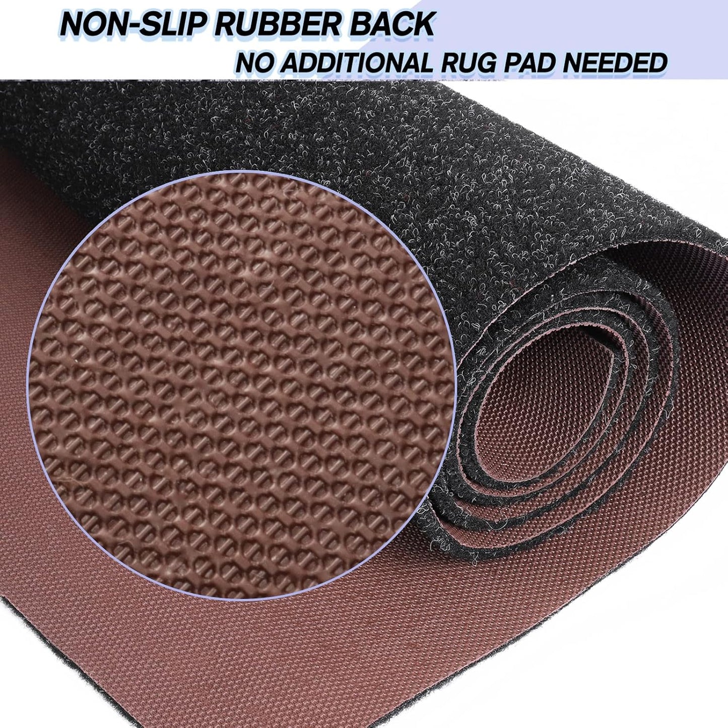 Custom Size Backed Non-Slip Area Rugs Runner, Easy Clean, Waterproof Runner Rugs for Hallway Entryway, Kitchen, Laundry, 2FT x 19FT, Black