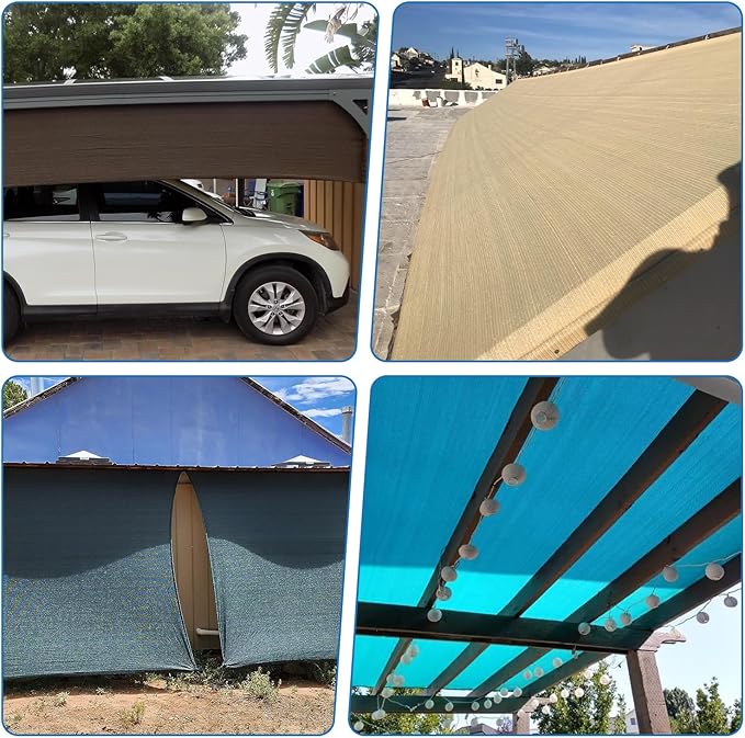 TANG Sun Shade Fabric Roll 8'x139' Shade Cloth for Garden Beige HDPE Mesh Shading Pergola Cover Replacement Canopy, 95% Blockage Sunshades for Outdoor Patio Backyard Plant