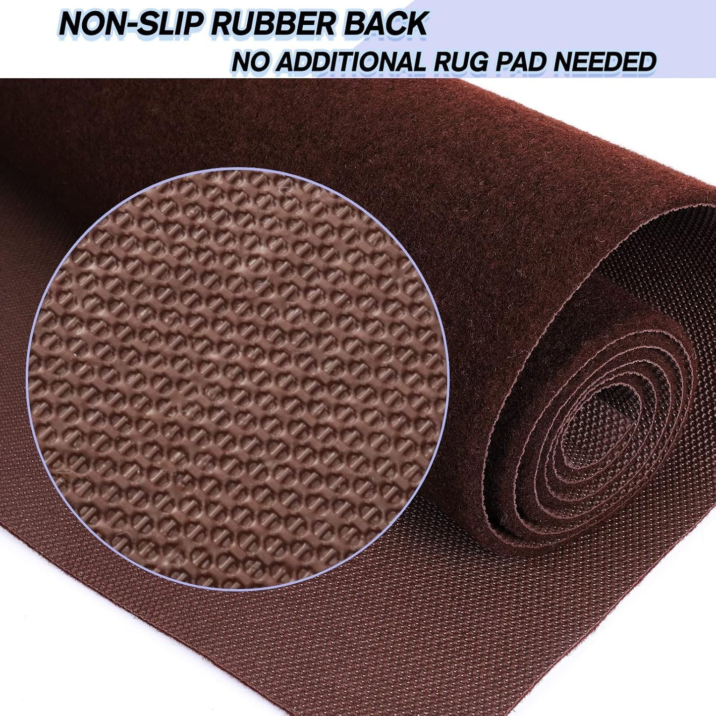 Custom Size Backed Non-Slip Area Rugs Runner, Easy Clean, Waterproof Runner Rugs for Hallway Entryway, Kitchen, Laundry, 4FT x 7FT, Brown