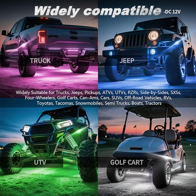 16Pods RGB LED Rock Lights Kit with APP/RF Remote Control, Segmented Multicolor Underglow Accent Light Exterior Music Mode Waterproof 12V for Trucks Pickup Jeep Gladiator Off-Road
