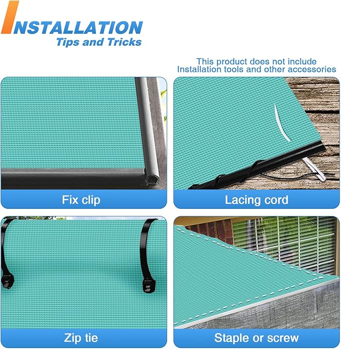 TANG Sun Shade Fabric Roll 8'x149' Shade Cloth for Garden Turquoise Green HDPE Mesh Shading Pergola Cover Replacement Canopy, 95% Blockage Sunshades for Outdoor Patio Backyard Plant