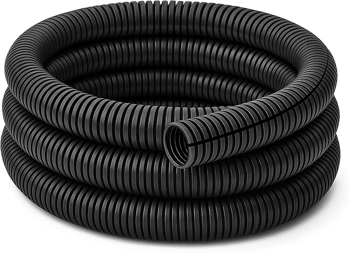 Electriduct Split Wire Loom Tubing Polyethylene Corrugated Flexible Conduit - 1/2" Nominal Size - 20 Feet - Black