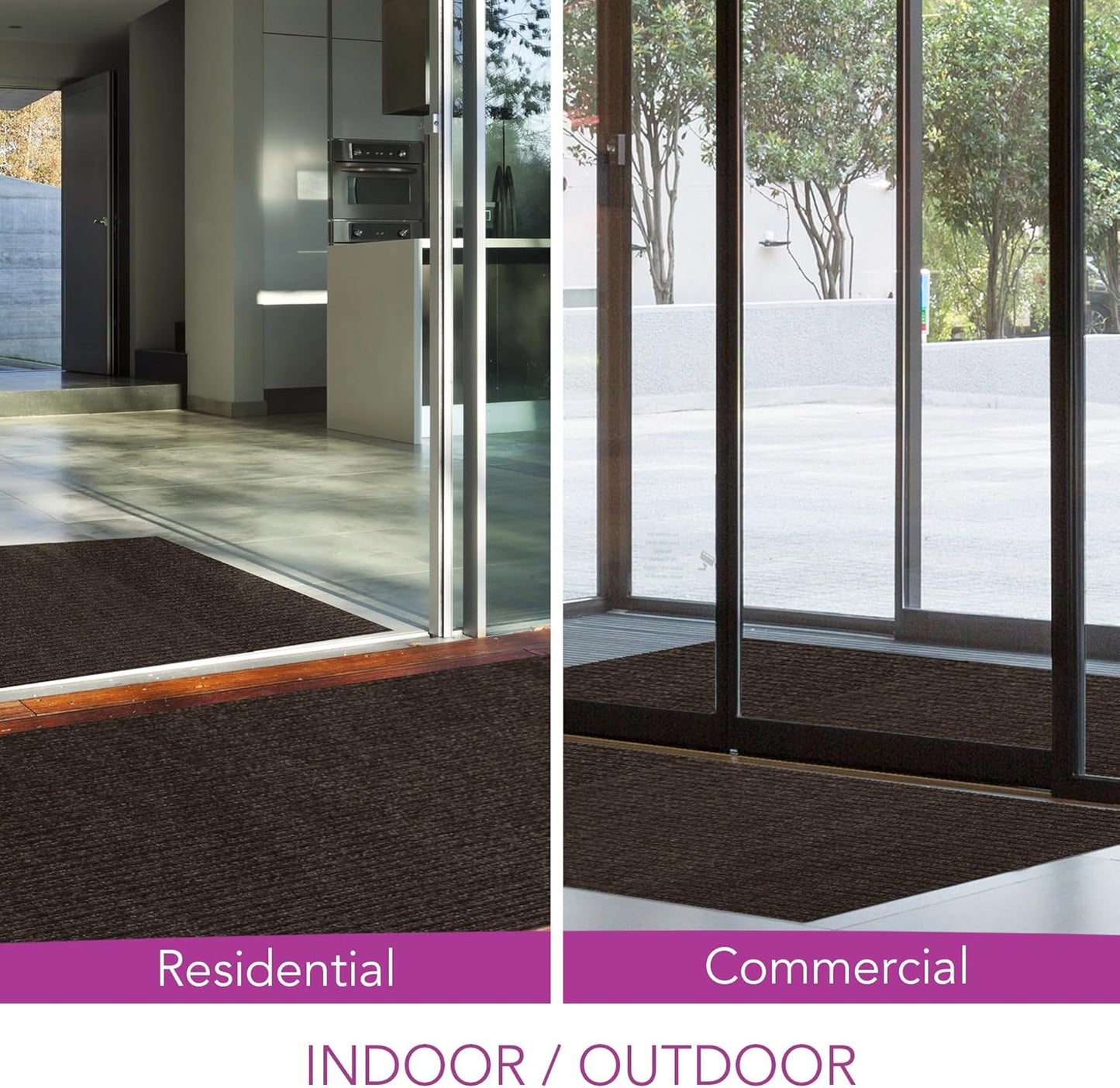 iCustomRug Spartan Weather Warrior Indoor/Outdoor Utility Ribbed Carpet Runner with Non-Slip Thermoplastic Rubber Backing, 6ft X 66ft in Brown