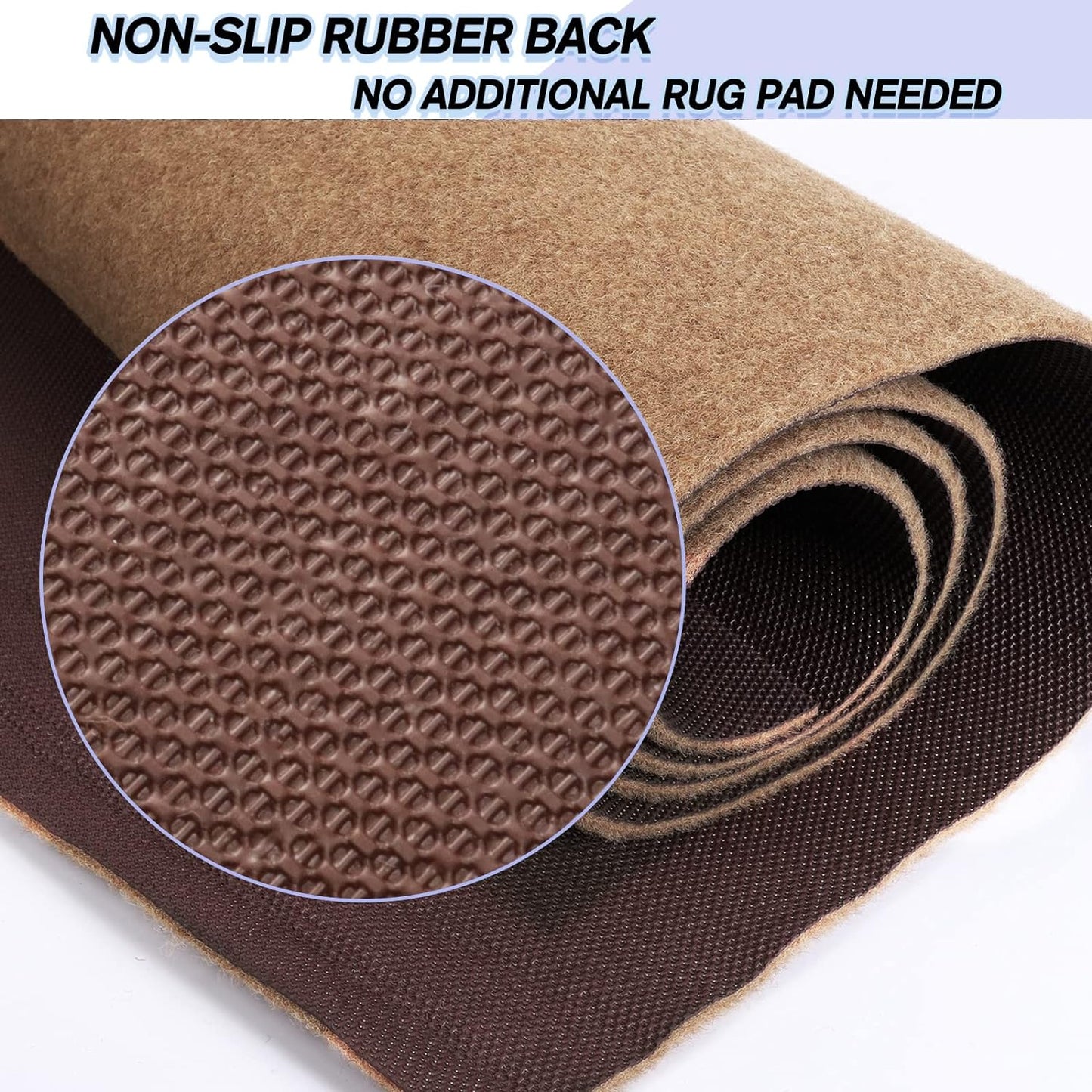 Custom Size Backed Non-Slip Area Rugs Runner, Easy Clean, Waterproof Runner Rugs for Hallway Entryway, Kitchen, Laundry, 2FT x 21FT, Beige