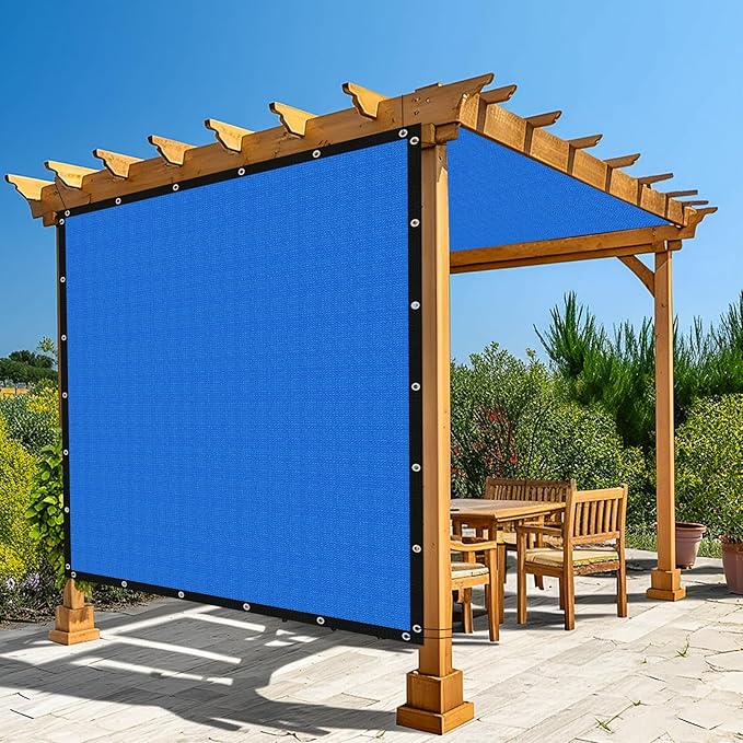 Amagenix 90% Pergola Shade Cover 8' X 8' Sun Shade Cloth with Grommets for Outdoor Garden Patio Porch, Commercial Grade 200 GSM - Cable Zip Ties Included (We Customized) GN108, Blue