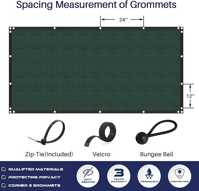 Windscreen4less Privacy Fence Screen Heavy Duty Windscreen Fencing Mesh Fabric Shade Net Cover for Outdoor Wall Garden Yard Pool Deck, 8'x285' Green