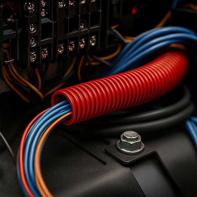 Electriduct Split Wire Loom Tubing Polyethylene Corrugated Flexible Conduit - 1/4" Nominal Size - 20 Feet - White