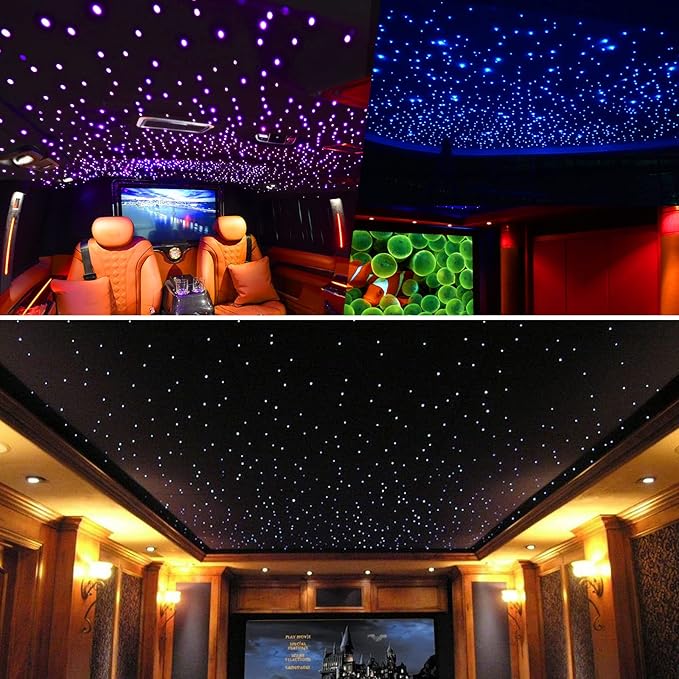 CHINLY Twinkle 400pcs 9.8ft 0.03in Starlight Headliner Fiber Optic Lights kit, Music Mode Bluetooth APP Control Remote, RGBW Star roof Lights for Star Headliner/Home Theater/Pool Ceiling