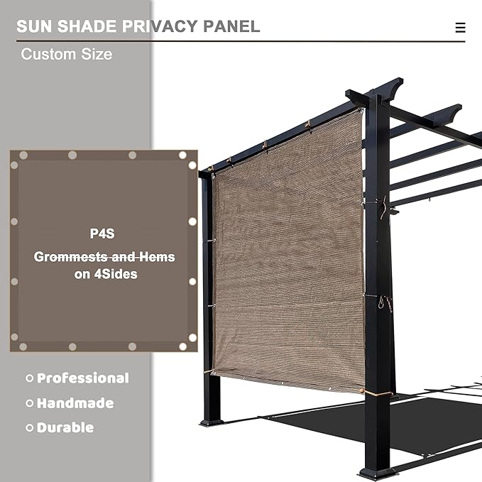 Sun Shade Privacy Panel with Grommets on 4 Sides for Patio, Awning, Window Cover, Pergola or Gazebo (Mocha Brown, 10' x 10')