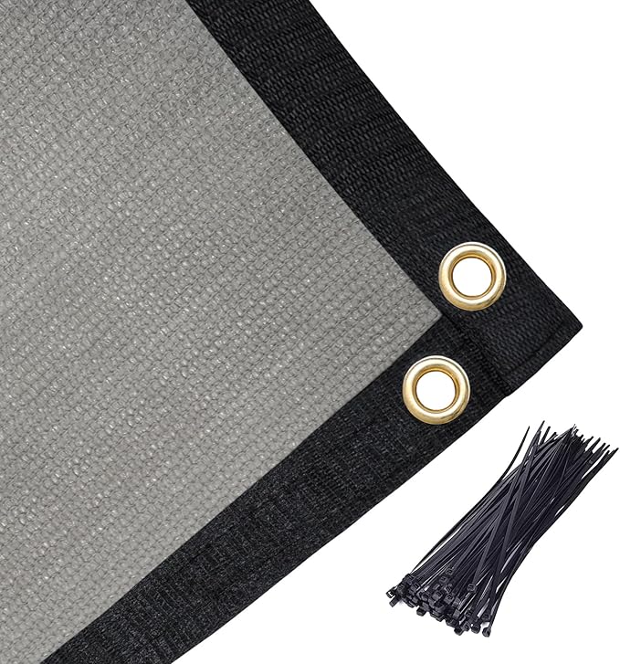 Amagenix 90% Shade Fabric 19'X 23' Gray Sun Shade Cloth with Grommets for Pergola Replacement Shade Cover Canopy, Heavy Duty, Cable Zip Ties Included (We Customized)