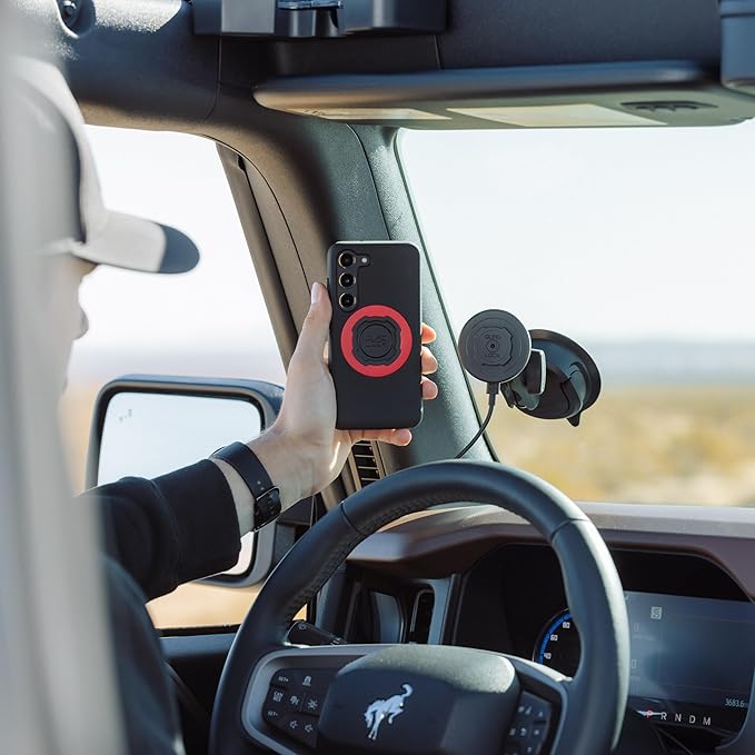 Quad Lock Heavy Duty Suction Car Phone Mount with MAG Phone Case and MAG Wireless Charging Head for iPhone 17