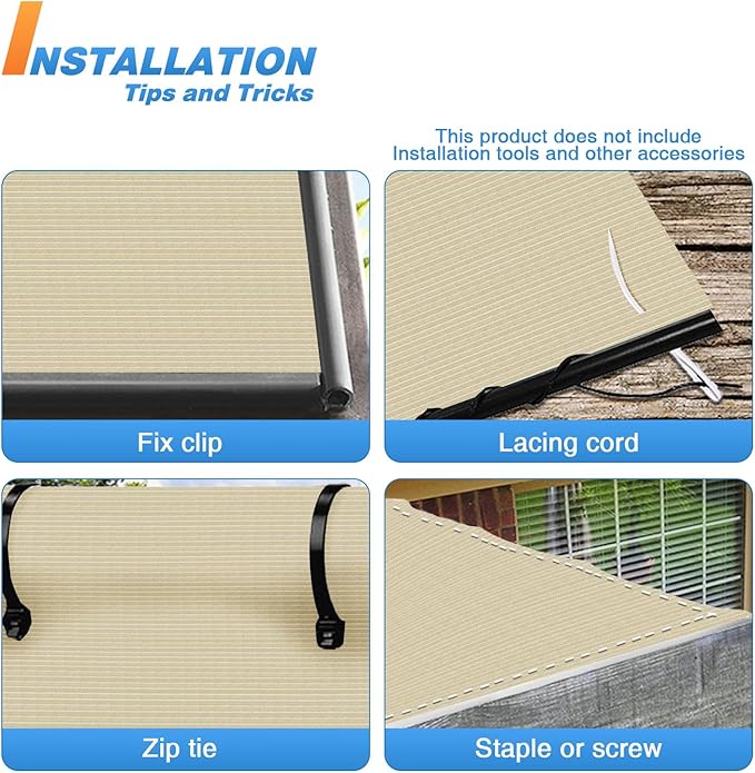 TANG Sun Shade Fabric Roll 8'x11' Shade Cloth for Garden Beige HDPE Mesh Shading Pergola Cover Replacement Canopy, 95% Blockage Sunshades for Outdoor Patio Backyard Plant