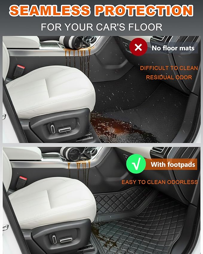 All-Weather car Floor MATS-Suitable for 99% of car Models,Leather car mat, offering Personalized Embroidery and Multiple Color Options,Provide Protection for car Rug (Blue)