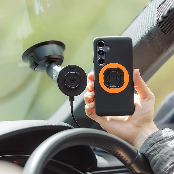 Quad Lock Heavy Duty Suction Car Phone Mount with MAG Phone Case and MAG Wireless Charging Head for iPhone 12 mini