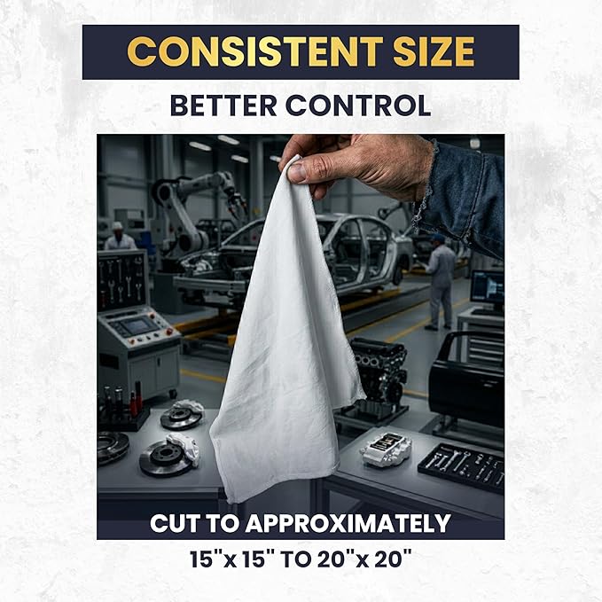 Premium White T-Shirt Cleaning Rags (2 lbs. Bag) – White Cotton Rags for Cleaning, Staining, Painting, Oil, Grease & Dust Removal – Shop Rags Bulk for Multipurpose use