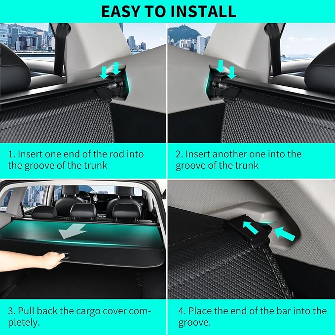 Tecoom Cargo Cover fit for Chevy Trax Accessories 2024, Retractable Rear Trunk Cover Luggage Security Shade, Anti-Peeping Privacy Screen Protector, Carbon Fiber Texture