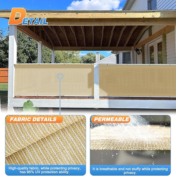 TANG Sun Shade Fabric Roll 8'x40' Shade Cloth for Garden Beige HDPE Mesh Shading Pergola Cover Replacement Canopy, 95% Blockage Sunshades for Outdoor Patio Backyard Plant