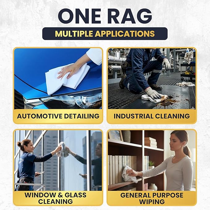 Premium White T-Shirt Cleaning Rags (2 lbs. Bag) – White Cotton Rags for Cleaning, Staining, Painting, Oil, Grease & Dust Removal – Shop Rags Bulk for Multipurpose use