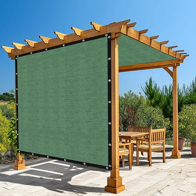Amagenix 90% Pergola Shade Cover 14' X 16' Sun Shade Cloth with Grommets for Outdoor Garden Patio Porch, Commercial Grade 200 GSM - Cable Zip Ties Included (We Customized) GN108, Green