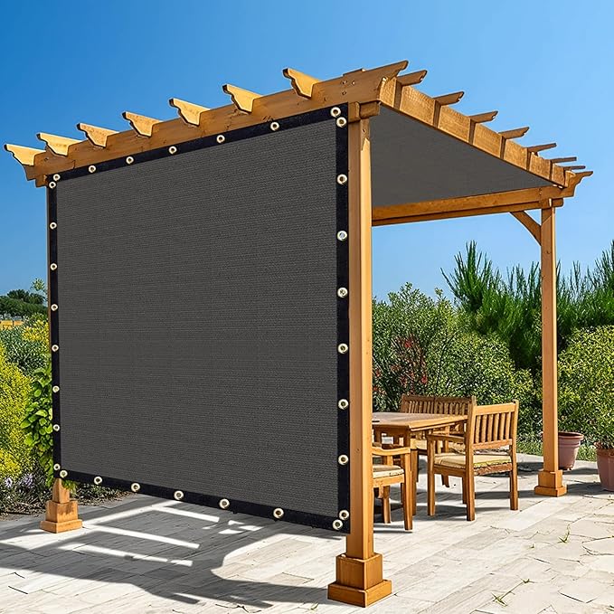 Amagenix 90% Pergola Shade Cover 12'X 14' Dark Gray Sun Shade Cloth with Grommets for Outdoor Garden Patio Porch-Commercial Grade 200 GSM-Cable Zip Ties Included (We Customized)