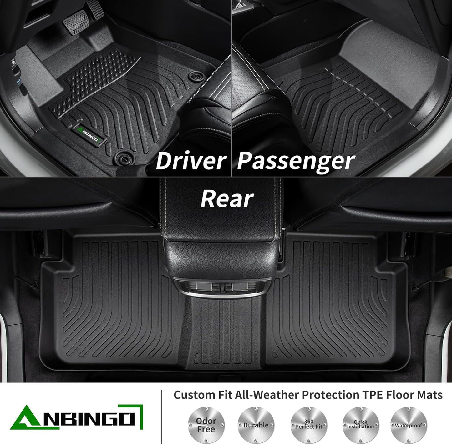 ANBINGO®-Floor Mats & Cargo Liner for Mazda 6 2014-2021 TPE All Weather Protection Anti-Slip Automotive Mazda 6 Floor Liner Trunk Mat Set Accessories, Black