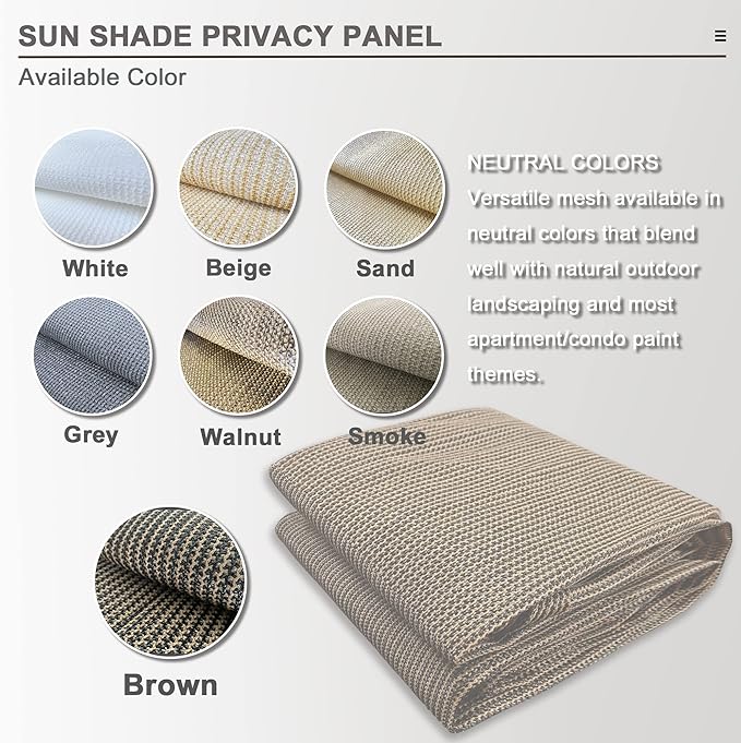 Alion Home Sun Shade Privacy Panel with Grommets and Hems on 4 Sides for Patio, Awning, Window, Pergola or Gazebo - Mocha Brown (10' x 12')