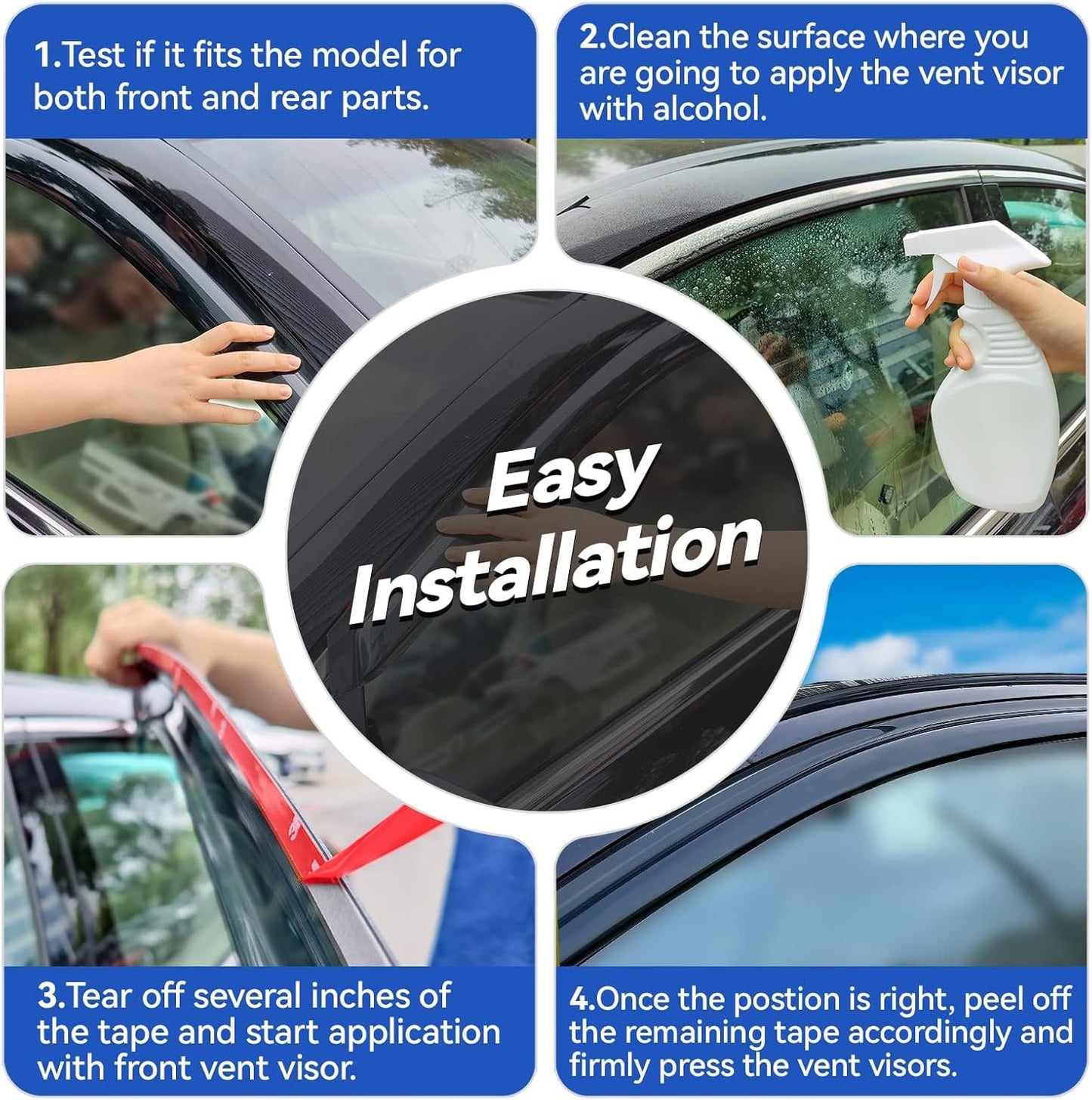 Window Visors Rain Guards for 2018-2024 Toyota Camry, Out-Channel Window Vent Wind Deflectors Visors Shades for Camry 18-24