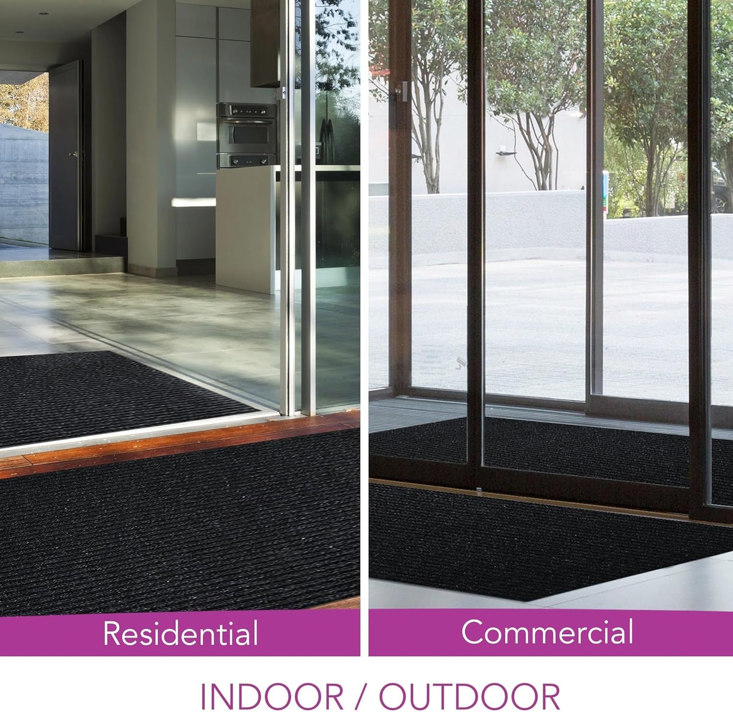 iCustomRug Spartan Weather Warrior Duty Indoor/Outdoor Utility Ribbed in 3ft,4ft,6ft Widths 70 Custom Sizes with Natural Non-Slip Rubber Backing 4'X66' in Black