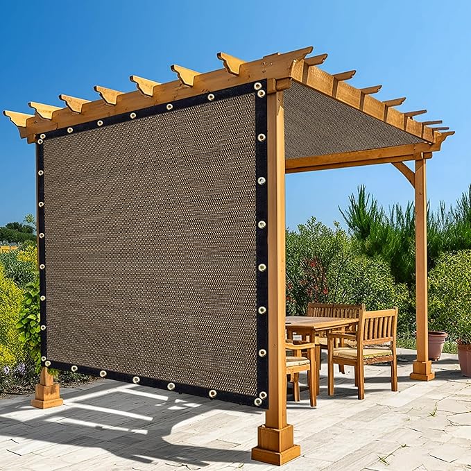 Amagenix 90% Shade Fabric 5'X 6' Mocha Sun Shade Cloth with Grommets for Pergola Replacement Shade Cover Canopy, Heavy Duty, Cable Zip Ties Included (We Customized)