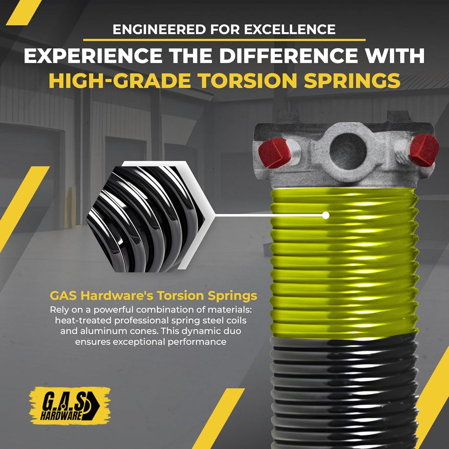 Garage Door Torsion Spring 207x1.75x24 Includes 1” Steel Bearing, Non-Slip Gloves, and Winding Bars for Left and Right Side of Garage Door Precision E-Coating 5-Year Warranty Min. 30,000 Cycles (Pair)