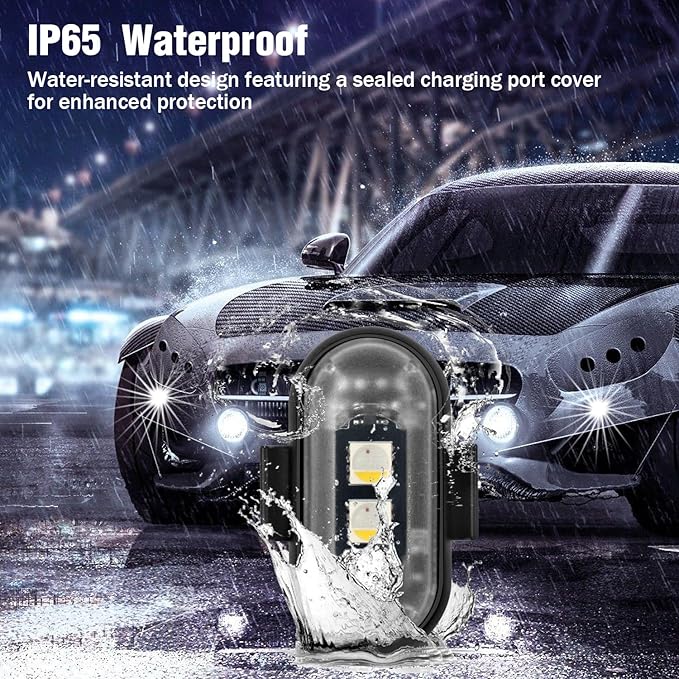 8PCS Wireless LED Strobe Lights with Remote Control, 8 Colors Rechargeable Led Lights Anti-Collision LED Emergency Warning Lights for Car Motorcycle Bike Drone Aircraft