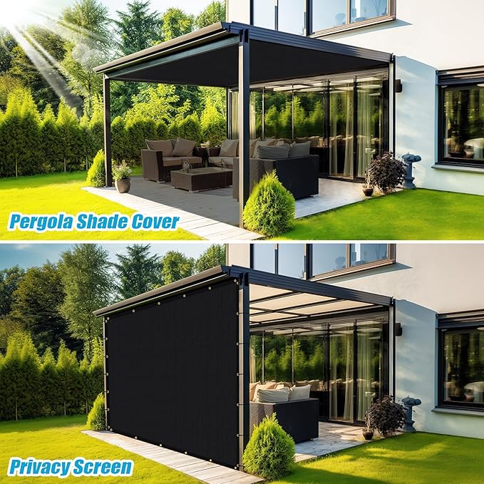 Amagenix 90% Shade Fabric 20'X 23' Black Sun Shade Cloth with Grommets for Pergola Replacement Shade Cover Canopy, Heavy Duty, Cable Zip Ties Included (We Customized)