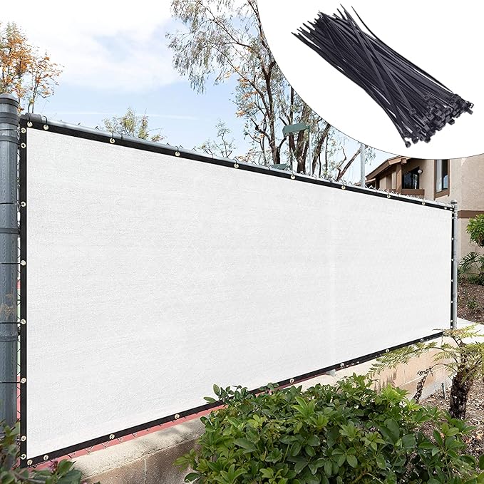Royal Shade Custom Size 5' x 36' White Fence Privacy Screen Windscreen Cover Netting Mesh Fabric Cloth - Cable Zip Ties Included (We Make Custom Size)