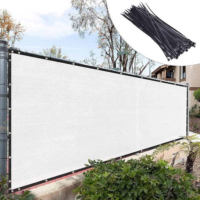 Royal Shade Custom Size 6' x 73' White Fence Privacy Screen Windscreen Cover Netting Mesh Fabric Cloth - Cable Zip Ties Included (We Make Custom Size)