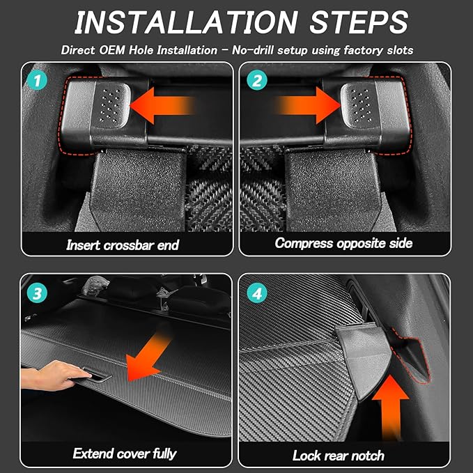 Cargo Cover for Mazda CX-70 CX70 2024 2025 2026 Accessories Retractable Trunk Cover Security Shielding Shade Cargo Luggage Cover Trunk Privacy Protection (Carbon Fiber Texture)