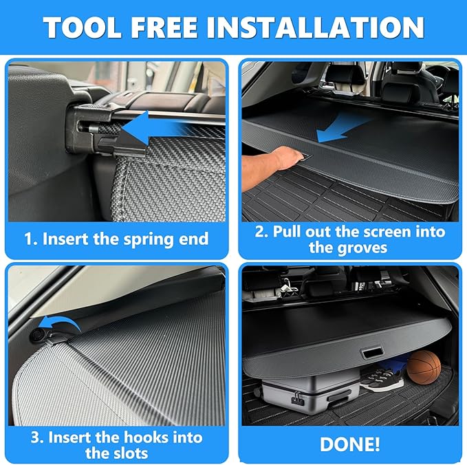 MIALUTY® Cargo Cover for 2010-2016 Kia Sportage Retractable Trunk Cover Sportage Accessories Anti-Peeping Anti-Theft Privacy Screen,Trunk Luggage Shield Shade Carbon Fiber Texture
