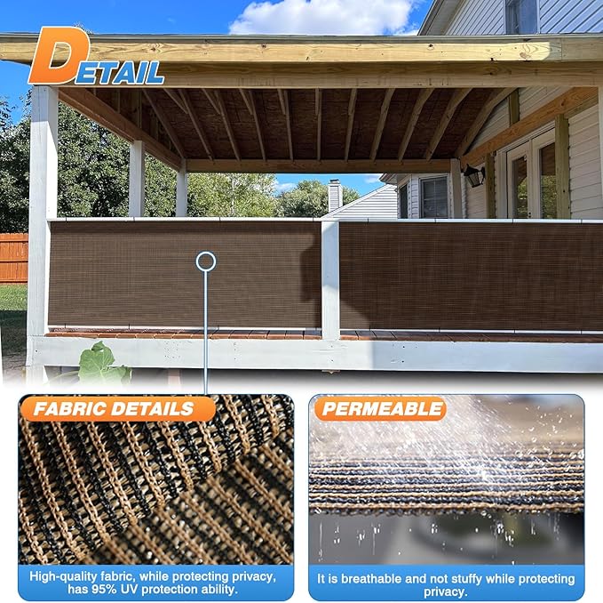 TANG Sun Shade Fabric Roll 8'x37' Shade Cloth for Garden Brown HDPE Mesh Shading Pergola Cover Replacement Canopy, 95% Blockage Sunshades for Outdoor Patio Backyard Plant