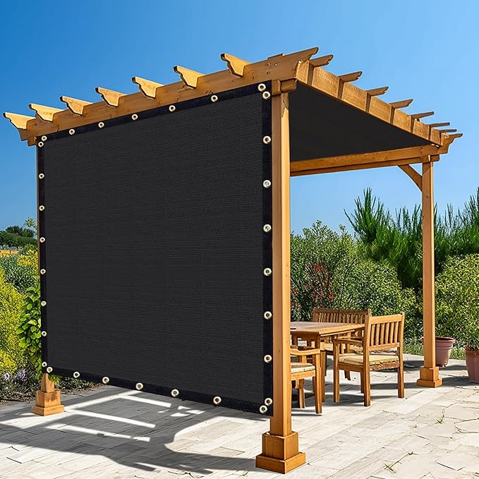 Amagenix 90% Shade Fabric 12'X 12' Black Sun Shade Cloth with Grommets for Pergola Replacement Shade Cover Canopy, Heavy Duty, Cable Zip Ties Included (We Customized)