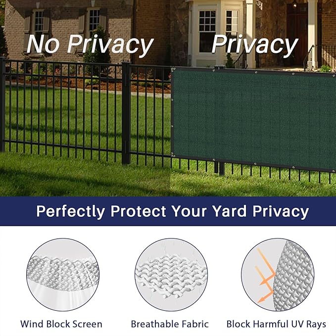Windscreen4less Privacy Fence Screen Heavy Duty Windscreen Fencing Mesh Fabric Shade Net Cover for Outdoor Wall Garden Yard Pool Deck, 8'x246' Green