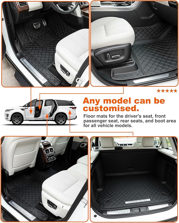 All-Weather car Floor MATS-Suitable for 99% of car Models,Leather car mat, offering Personalized Embroidery and Multiple Color Options,Provide Protection for car Rug (Rice1)