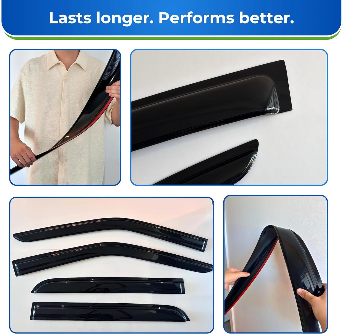 KPY Window Visor Compatible with Toyota Corolla Sedan 2014-2019 (Excludes Hatchback), 4PC Rain Guard Side Window Vent Deflectors Tape-On Mugen Style, 2014 2015 2016 2017 2018 2019